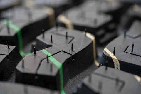 Close up of new tire tread pattern Stock Photos