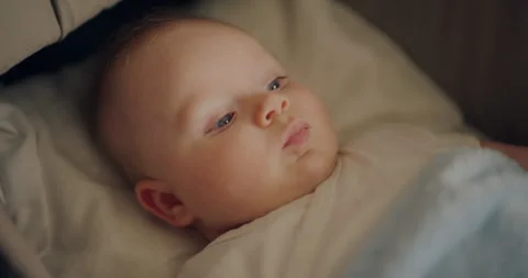 Close-up of Newborn Baby in Stroller Video stock 317782953