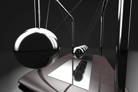 Close up of newton's cradle in action. Stock-Fotos