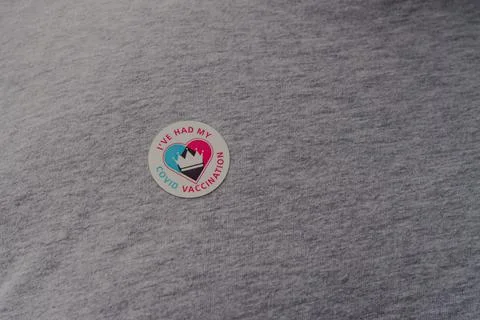 Close up of NHS Vaccination programme I've Had My Covid Vaccine sticker on a  Stock Photos