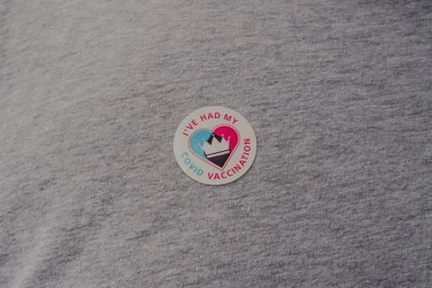 Close up of NHS Vaccination programme I've Had My Covid Vaccine sticker on a  Stock Photos
