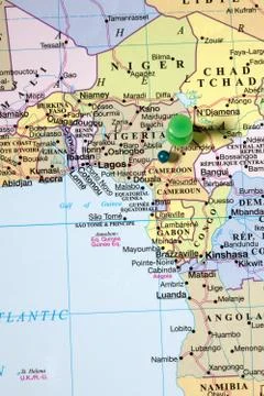 Close up nigeria on the map Stock Photos