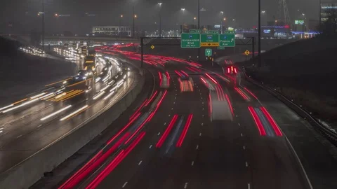 Close Up Night Highway Traffic Timelapse Stock Footage 101216769