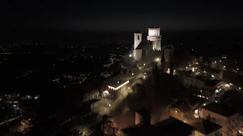 Close up Night shot The Three Towers of San Marino Video stock 324022530