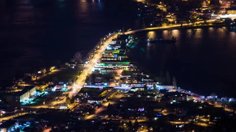 Close up night traffic in Osoyoos Video stock 49404794