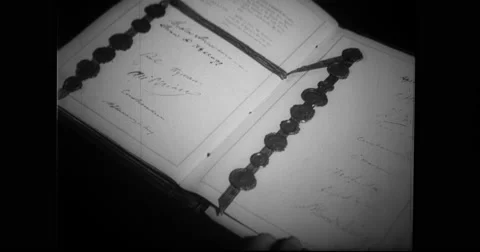 Close-up of Nine-Power treaty document Stock Footage 43390847
