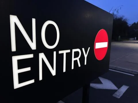 Close up of no entry stop sign glowing Stock Photos