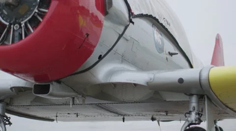 Close-up of North American T-6 Texan warbird Stock Footage 50184061