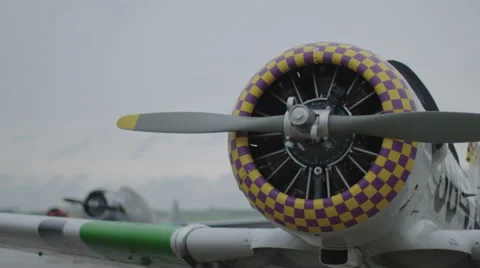 Close-up of North American T-6 Texan warbird Stock Footage 50184492