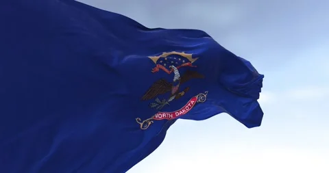 Close-up of North Dakota state flag waving Stock Footage 259315318