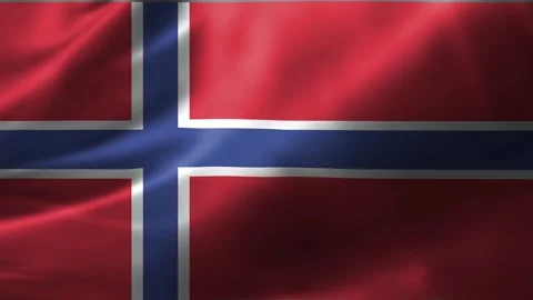 Close-up of the Norway flag waving in the wind. Norway national flag waving 4K.  Stock Footage 245183711