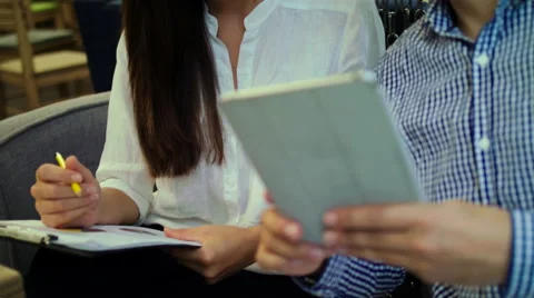 Close up of a notebook and a tablet Stock Footage 68899263