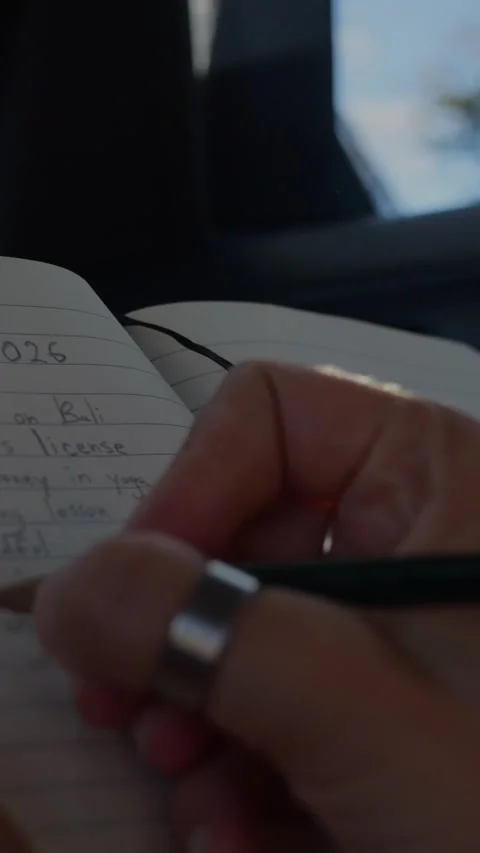 Close-up of a notebook as a woman writes a numbered Goals... Stock Footage 344455063