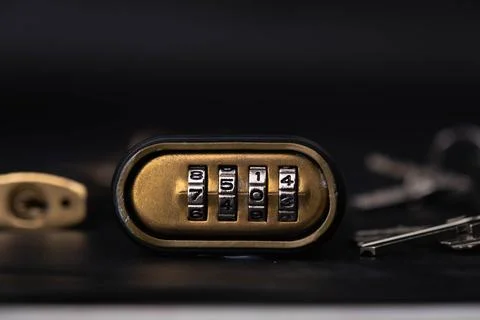 Close-up of the number on the combination lock changed. Stock Photos