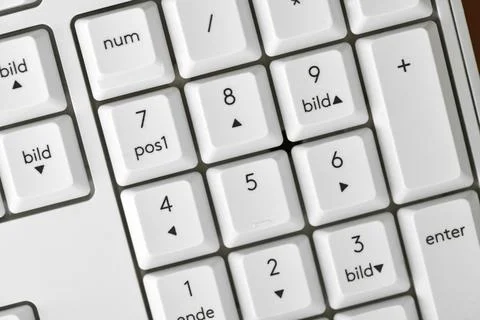Close up of number pad on German computer keyboard Stock Photos