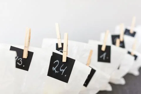 Close up of numbered bags Stock Photos