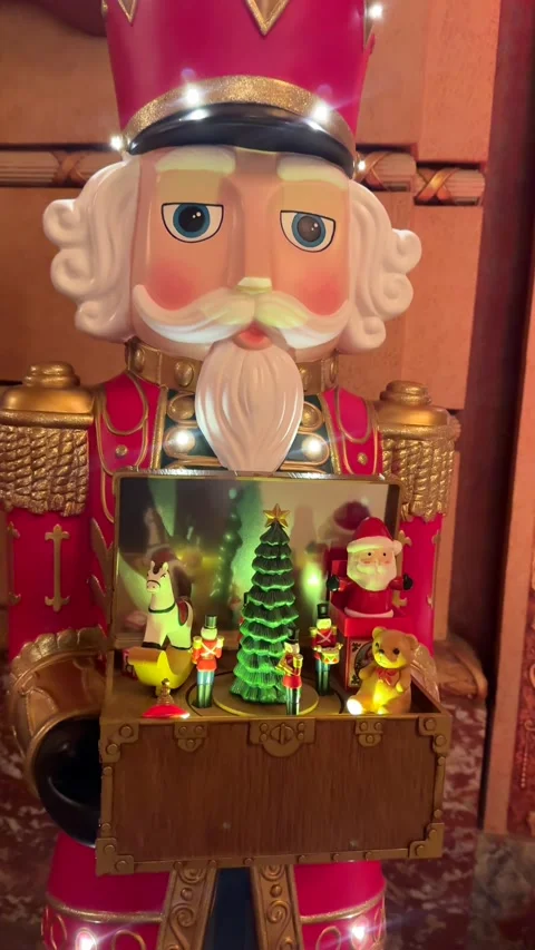 Close up nutcracker figure at Paramount Theatre Cedar Rapids 19 Nov 2025 Stock Footage 321957805