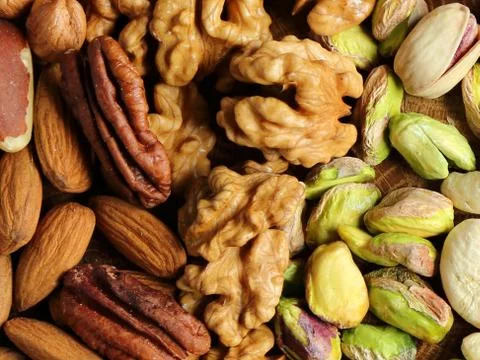 Close up of nuts on white Stock Photos