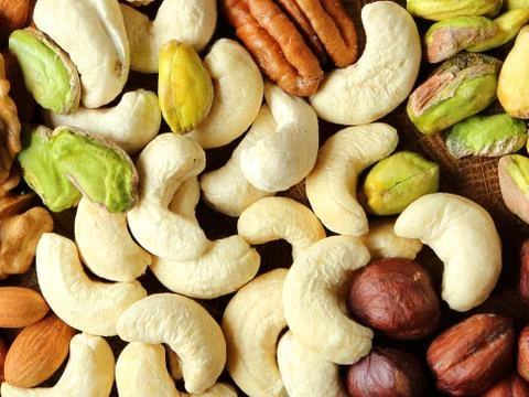 Close up of nuts on white Stock Photos