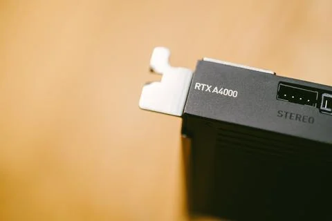 Close-up of NVIDIA professional GPU with Ampere architecture - close-up on the Foto stock