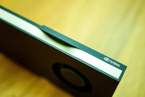 Close-up of NVIDIA professional GPU with Ampere architecture - close-up on the Foto stock