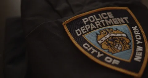 Close Up of NYPD Shirt Patch Stock Footage 127049506