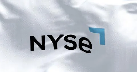 Close-up of NYSE flag waving in the wind Stock Illustration
