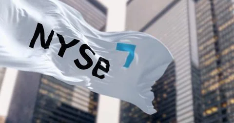 Close-up of NYSE flag waving in the wind Stock Illustration