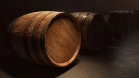 Close-up Of Oak Wine Barrel Stock Footage 73233900