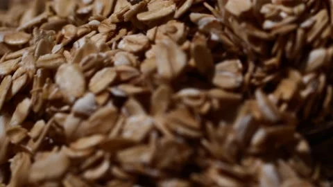 Close-up oatmeal texture, macro oat flakes, vegetarian healthy food background 스톡 동영상 202110393