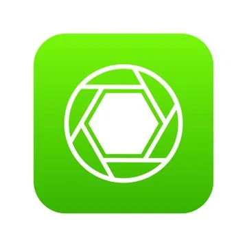 Close objective icon digital green Stock Illustration
