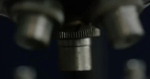 Close up on objectives of microscope Stock Footage 105538916