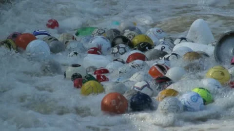 Close Up of Objects Trapped in Waterfall Stock Footage 10685324