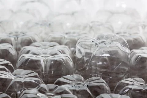Close up oblique angle of empty plastic bottles Stock Photos