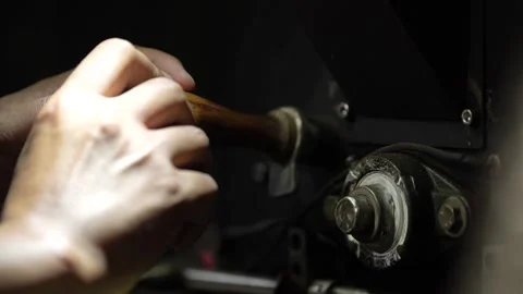 Close up of an observation window in coffee roaster machine Stock Footage 262403725