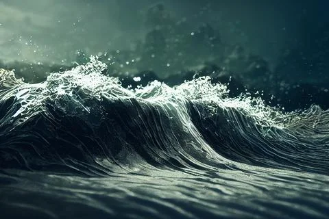 Close up ocean wave in 3d Stock Illustration
