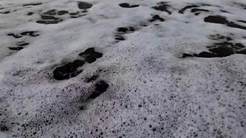 Close-up of Ocean Waves Crashing on Sandy Beach Stock-Footage 338134275