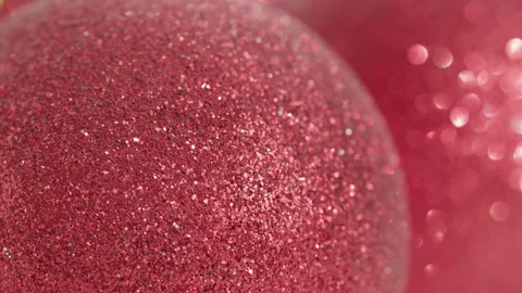 Close-up od red sequined Christmas balls 4K footage Stock Footage 203854396
