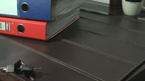 Close Up Of An Office, And A Hand Throwing A Envelope On The Desk Video stock 37553743