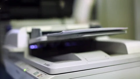 Close up of office paper scanner in service 2 Video stock 84489899