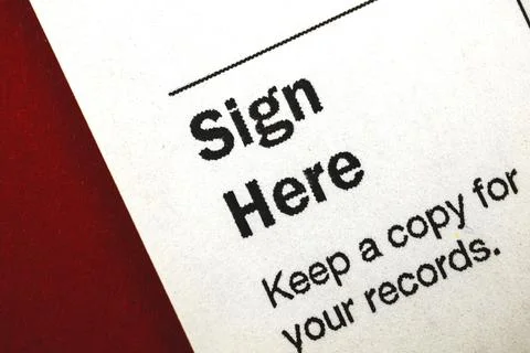 Close-up of official document, place for your signature on macro Foto stock