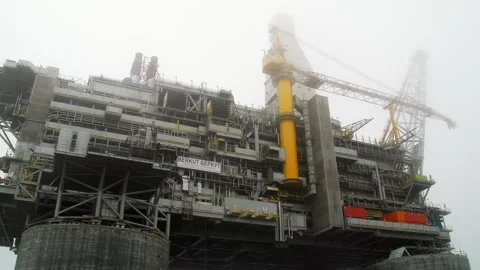 Close-up of an offshore oil platform accommodation module. Stock Footage 247896343