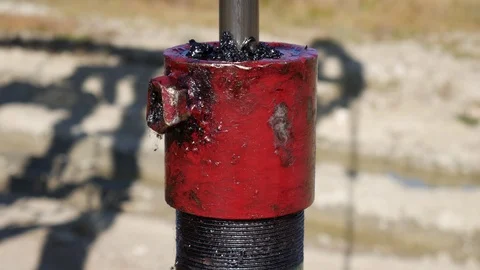 Close up oil rig pumping Stock Footage 97187983