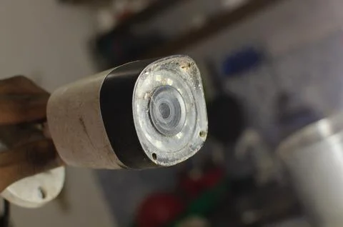 Close up the old and worn security camera, symbolizing the need for replace.. 库存照片