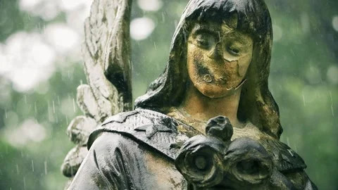 Close up of an old Angel statue at the Bernardine Cemetery Stock Footage 336734600
