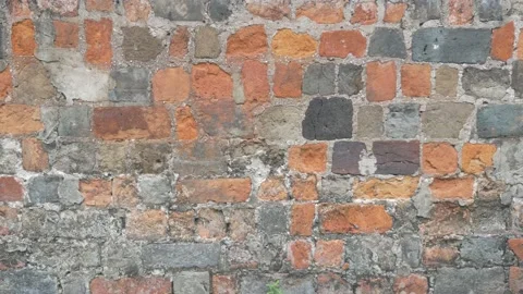 Close-up of an old authentic wall with red bricks, in Vietnam Stock Footage 232355389