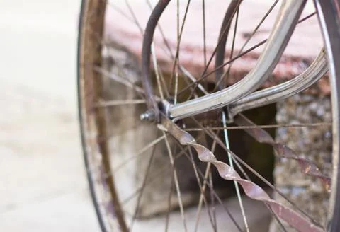 Close up old bicycle wheel Foto stock