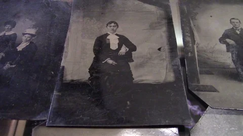 Close up, old black and white photos Video stock 73778040