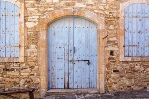 Close up of an old blue door. Foto stock
