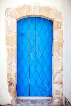 Close up of an old blue door. Foto stock